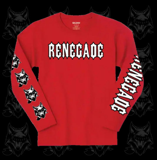 Renegade Beard Club Long Sleeve Spell Out Red Friday Shirt